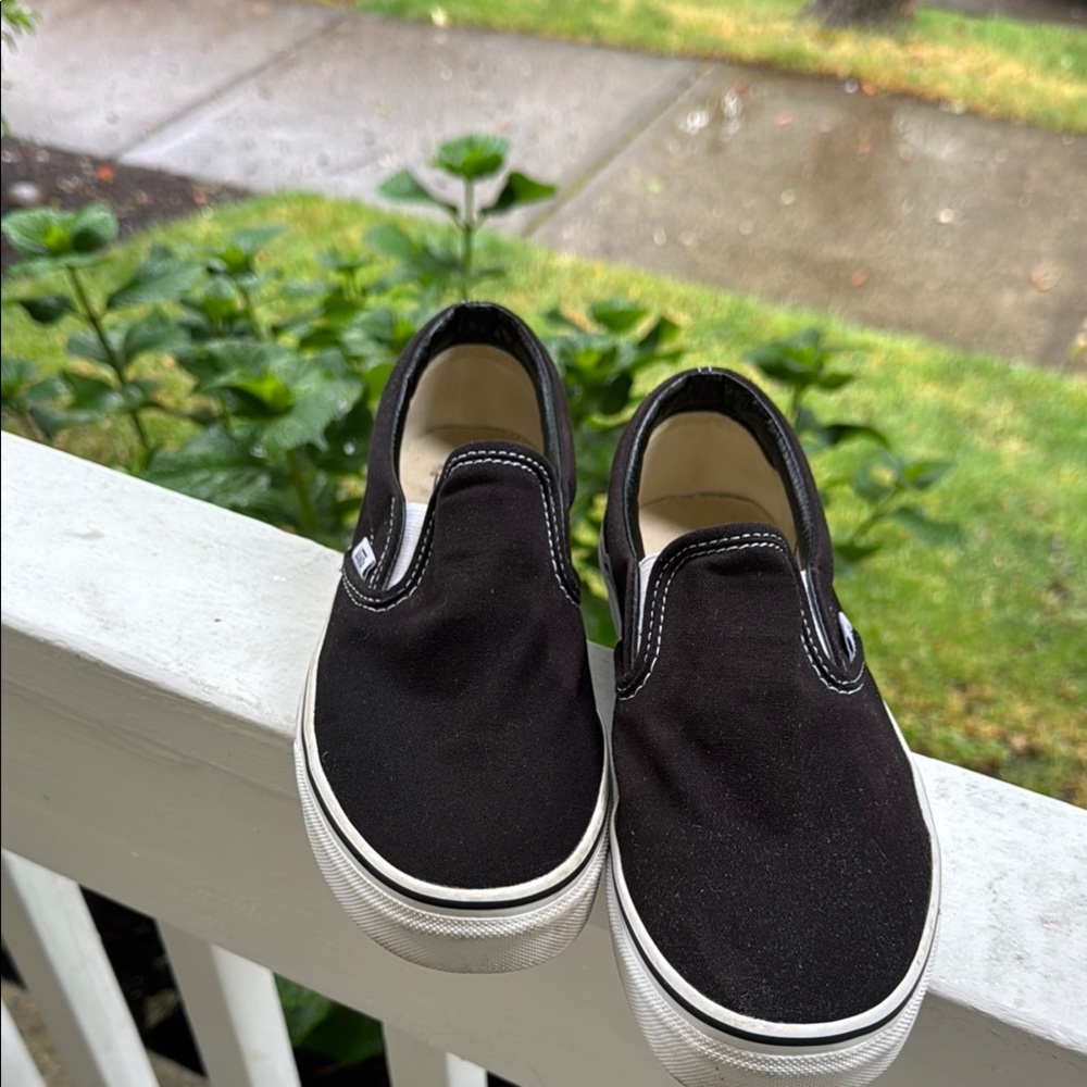 Vans Black Slip-On Canvas Sneakers women’s men’s kids
